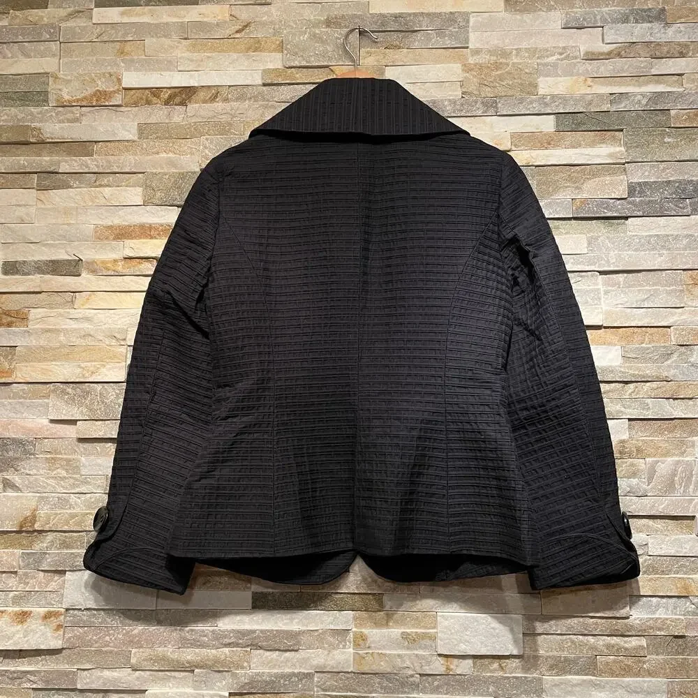 Charles Chang-Lima Women’s 6 Black Navy Blazer | Textured Cotton Wool, USA